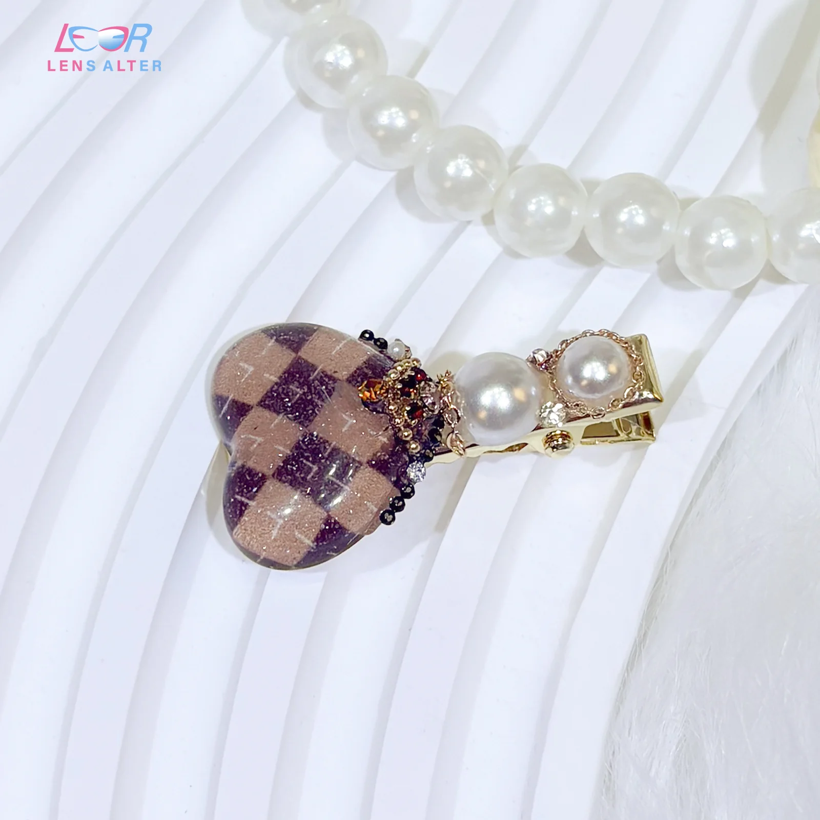 Brown Heart Metal Hair Clip