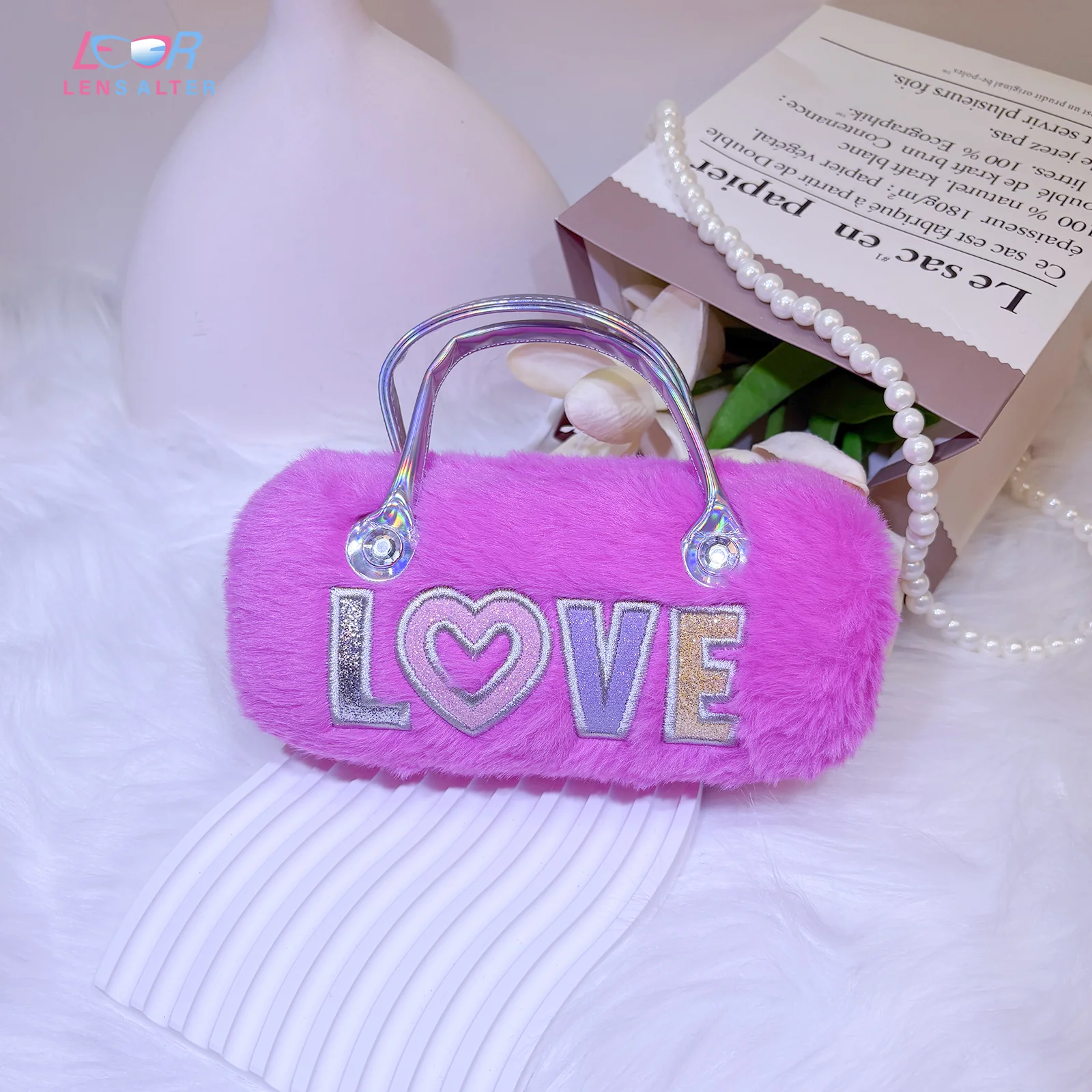Magenta Love Glasses Case