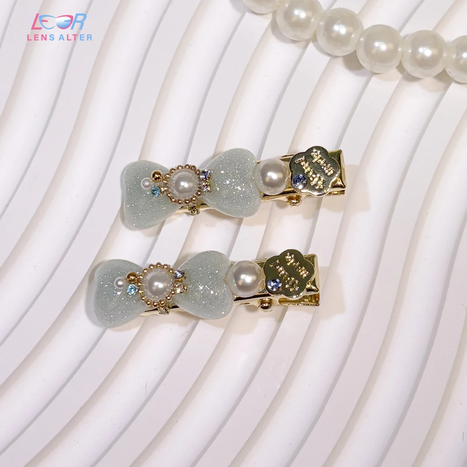 Mint Bow Hair Clip