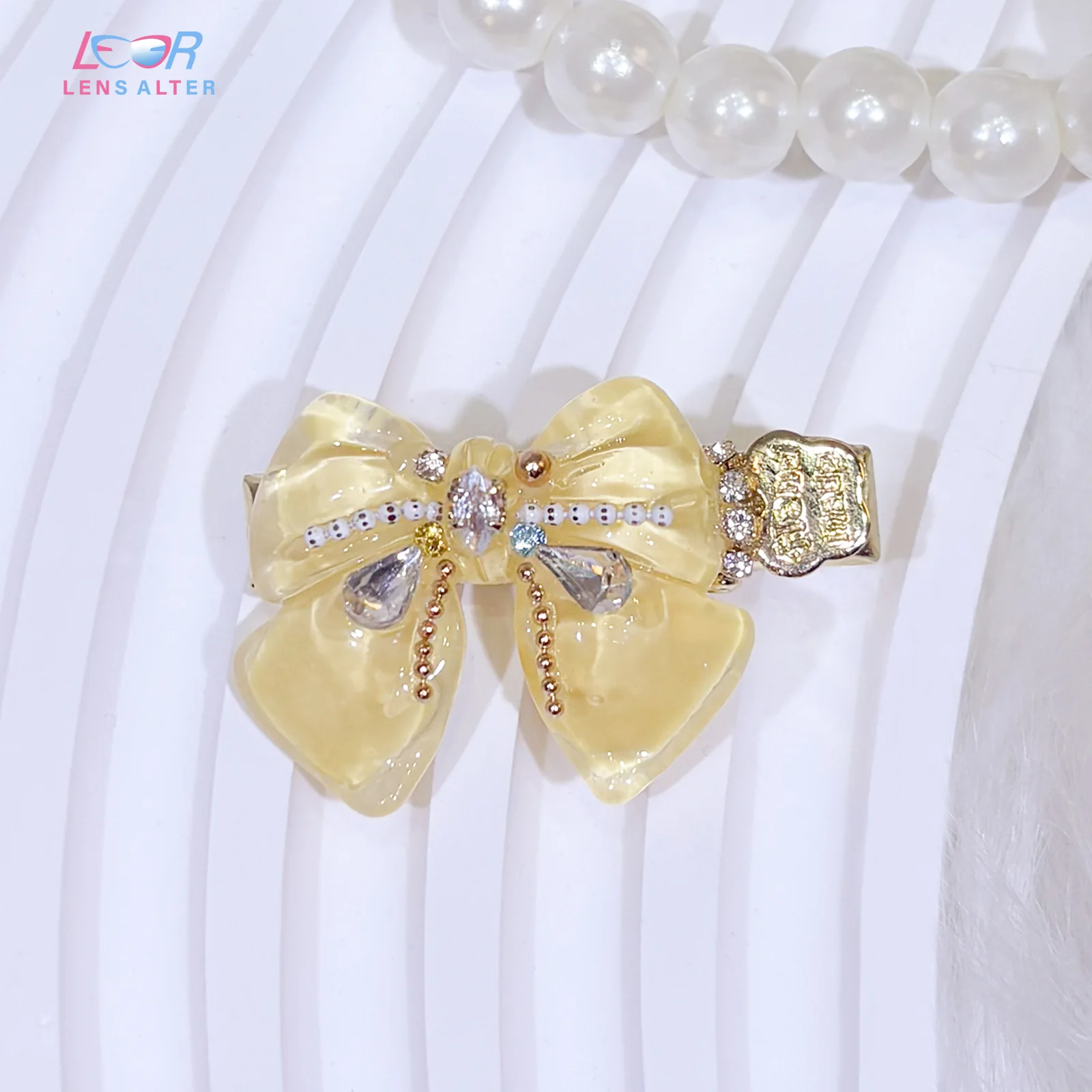 Yellow Bow Metal Hair Clip